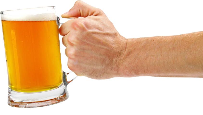 Glas bier in hand